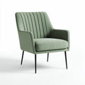 Sillón de diseño moderno en tela verde con patas metálicas 80 x 75 x 85cm