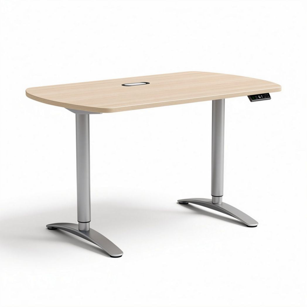Mesa de trabajo ajustable de altura con superficie en madera de 120 x 60 x 75cm
