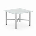 Mesa cuadrada de cristal templado con estructura de aluminio 60 x 60 x 40cm
