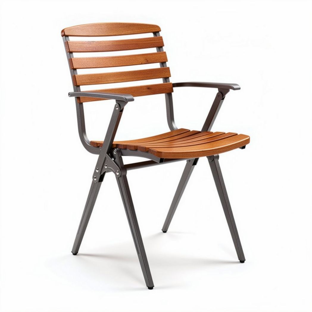 silla plegable de madera y metal para exterior 45 x 55 x 85cm