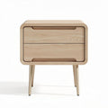 Mesa de noche de madera en color natural con dos cajones 45 x 40 x 50cm
