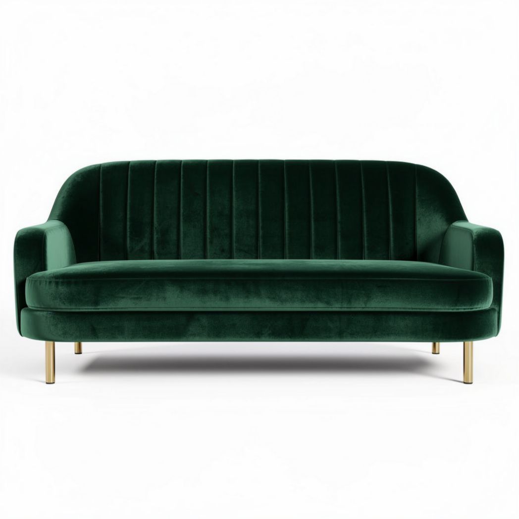 Sofá de terciopelo verde con patas doradas 200 x 90 x 85cm
