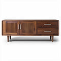 Mueble de televisión de madera de nogal con dos puertas y un cajón 150 x 40 x 60cm