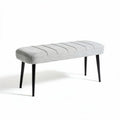 Banco de tela gris con patas de metal negro 120 x 40 x 45cm